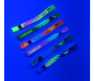   UV Reflective Fabric wristbands 15x340 mm full-colour custom printed on 1 side - with METAL RING