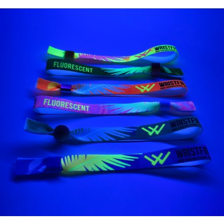 UV Reflective Fabric wristbands 15x340 mm full-colour custom printed on 1 side - with METAL RING