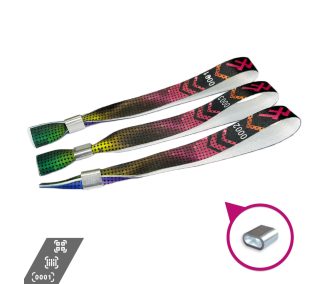   Fabric wristbands (15x340mm, full-colour custom printed on one side, variable data) - with metal ring