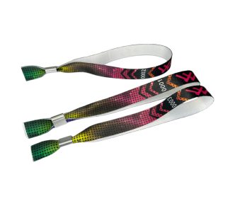   Fabric wristbands (15x340mm, full-colour custom printed on one side, variable data) - with metal ring
