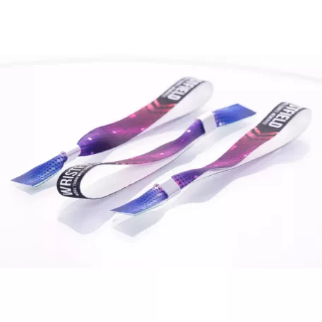 Fabric wristbands 15x340 mm full-colour custom printed on 1 side - with METAL RING
