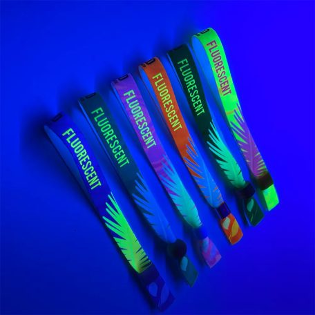 UV Reflective Fabric wristbands (15x340mm, full-colour custom printed on one side) - with adjustable bamboo bead