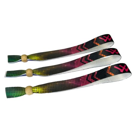 Fabric wristbands (15x340mm, full-colour custom printed on one side) - with adjustable bamboo bead