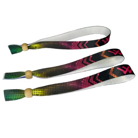 Fabric wristbands (15x340mm, full-colour custom printed on one side) - with adjustable bamboo bead