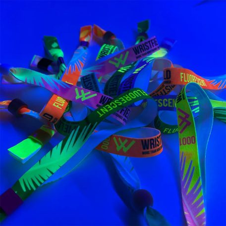 UV Reflective Fabric wristbands (15x340mm, full-colour custom printed on one side, variable data) - with adjustable bamboo bead