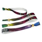 Fabric wristbands (15x340mm, full-colour custom printed on one side, variable data) - with adjustable bamboo bead