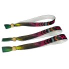 Fabric wristbands (15x340mm, full-colour custom printed on one side, variable data) - with adjustable bamboo bead