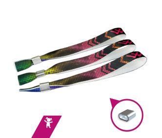   Fabric wristbands 15x30 mm (KID size) - full-colour printed on 1 side - metal ring