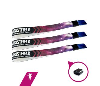  Fabric wristbands 15x300 mm (KID size) - full-colour printed on 1 side - with PST (plastic self-closing tube)