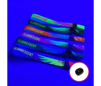   UV Reflective Fabric wristbands 15x300 mm (CHILD-size) - full-colour printed on 1 side - with ADJUSTABLE PLASTIC BEAD