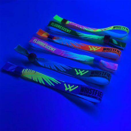 UV Reflective Fabric wristbands (15x340mm, full-colour custom printed on one side) - with bamboo-plastic self-closing tube