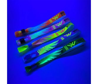   UV Reflective Fabric wristbands (15x340mm, full-colour custom printed on one side, variable data) - with bamboo-plastic self-closing tube