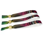 Fabric wristbands (15x340mm, full-colour custom printed on one side, variable data) - with bamboo/plastic self-closing tube