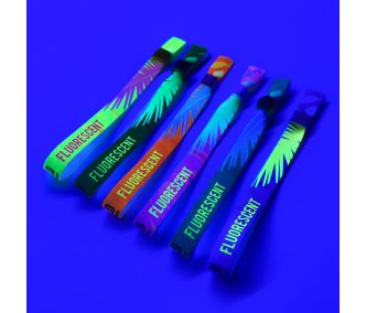   UV Reflective Fabric wristbands 15x340 mm full-colour custom printed on 1 side - with PST (plastic self-closing tube)