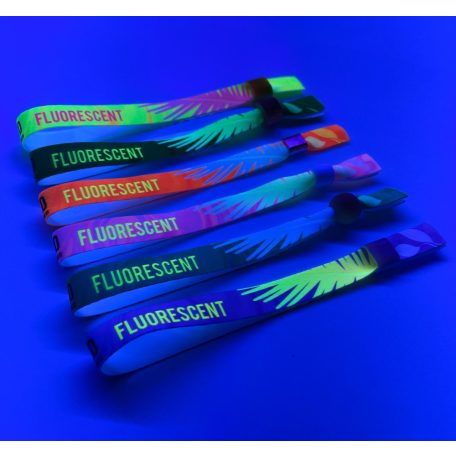 UV Reflective Fabric wristbands 15x340 mm full-colour custom printed on 1 side - with PST (plastic self-closing tube)