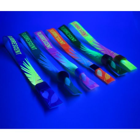 UV Reflective Fabric wristbands 15x340 mm full-colour custom printed on 1 side - with PST (plastic self-closing tube)