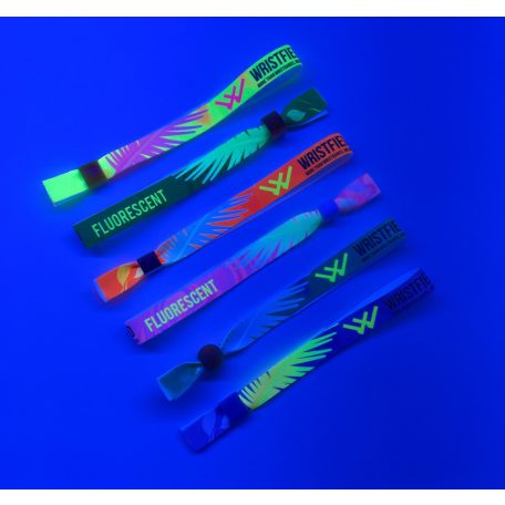 UV Reflective Fabric wristbands 15x340 mm full-colour custom printed on 1 side - with PST (plastic self-closing tube)