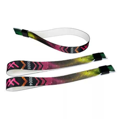 Fabric wristbands (15x340mm, full-colour custom printed on one side, variable data) - with plastic self-closing tube
