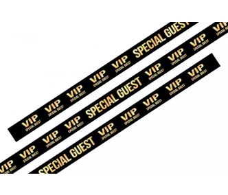   Fabric wristbands 15x340 mm - VIP Special Guest pattern - with plastic self-closing tube