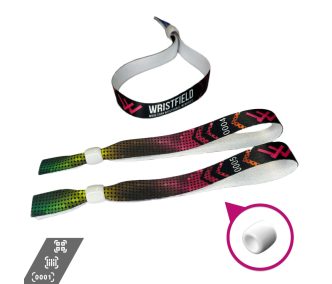   Fabric wristbands (15x340mm, full-colour custom printed on one side, variable data) - with adjustable plastic bead