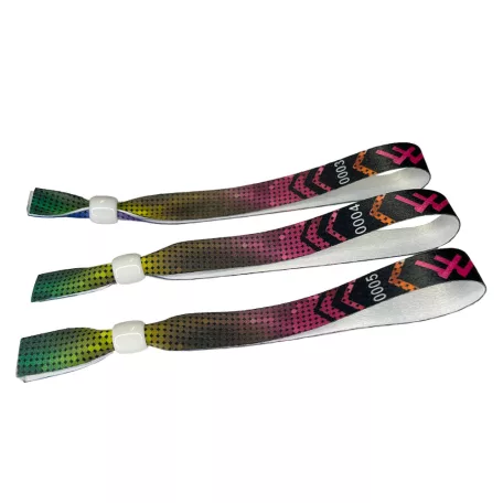 Fabric wristbands (15x340mm, full-colour custom printed on one side, variable data) - with adjustable plastic bead
