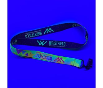   UV Reflective Satin Lanyards 20x900 mm full-colour custom printed on both sides - with crocodile pass holder