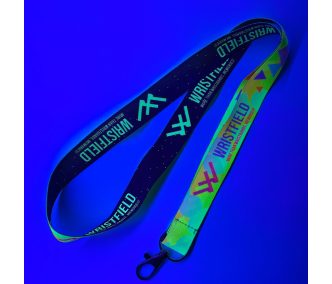   UV Reflective Satin Lanyards 20x900 mm full-colour custom printed on both sides - with metal thumb hook