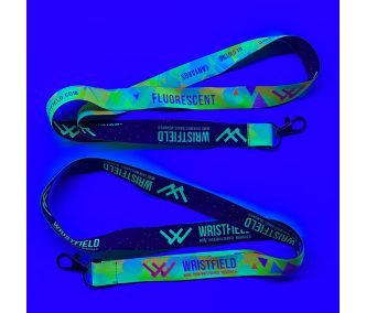   UV Reflective Satin Lanyards 20x900 mm full-colour custom printed on both sides - with metal thumb hook