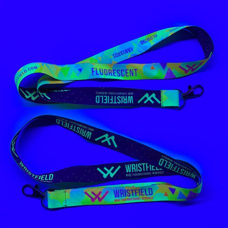 UV Reflective Satin Lanyards 20x900 mm full-colour custom printed on both sides - with metal thumb hook