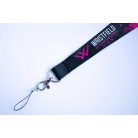 Satin Lanyards 20x900 mm full-colour custom printed on both sides - with metal thumb hook and mobile holder