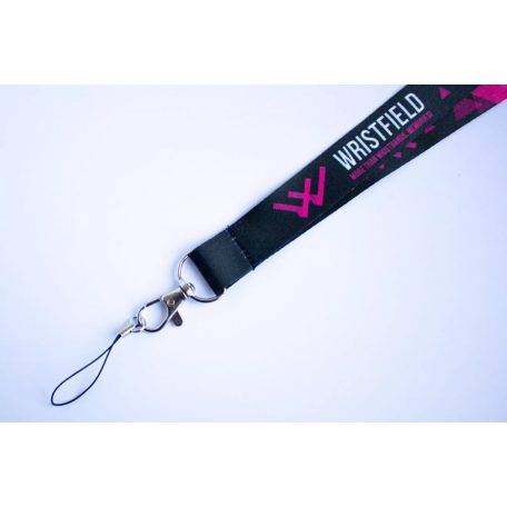 Satin Lanyards 20x900 mm full-colour custom printed on both sides - with metal thumb hook and mobile holder