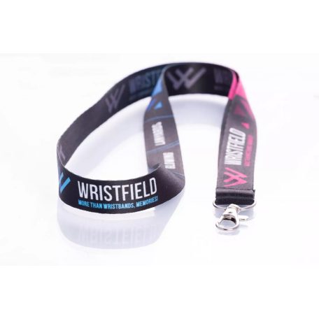Satin Lanyards 20x900 mm full-colour custom printed on both sides - with metal thumb hook and mobile holder