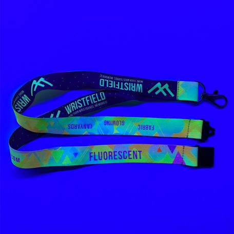 UV Reflective Satin Lanyards 20x900 mm full-colour custom printed on both sides - with metal thumb hook and Safety Breakaway Buckle
