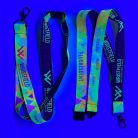 UV Reflective Satin Lanyards 20x900 mm full-colour custom printed on both sides - with metal thumb hook and Safety Breakaway Buckle