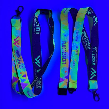 UV Reflective Satin Lanyards 20x900 mm full-colour custom printed on both sides - with metal thumb hook and Safety Breakaway Buckle