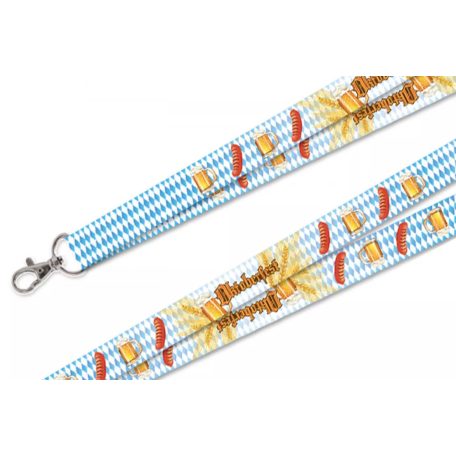 Satin Lanyards 20x950 mm - October fest Beer Frankfurter pattern - with metal thumb hook