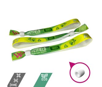   R-PET Wristband (15x340 mm, full-colour custom printed on one side, eco-friendly, variable data) - with adjustable plastic bead