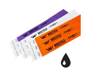   Tyvek 1" wristbands durable and water resistant with serial numbering (TOP Quality) - BLACK Printed