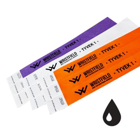 Tyvek 1" wristbands durable and water resistant with serial numbering (TOP Quality) - 1 colour BLACK printed - EXPRESS