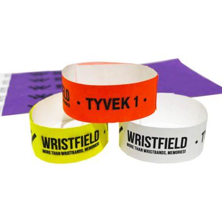 Tyvek 1" wristbands durable and water resistant with serial numbering (TOP Quality) - BLACK Printed