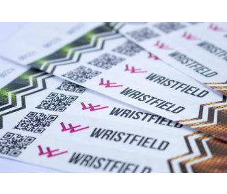   Tyvek 3/4" wristbands with full-colour printing and variable data (barcode, numbering, etc)