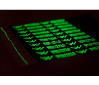   Tyvel 3/4" wristbands with 1 colour + glow in the dark printing (need to be charged up via light)