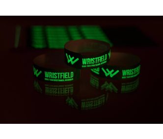   Tyvel 3/4" wristbands with 1 colour + glow in the dark printing (need to be charged up via light)