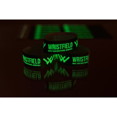 Tyvel 3/4" wristbands with 1 colour + glow in the dark printing (need to be charged up via light) - EXPRESS